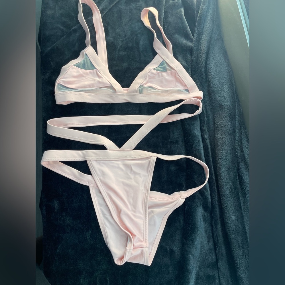 Pink Strappy Bikini Set